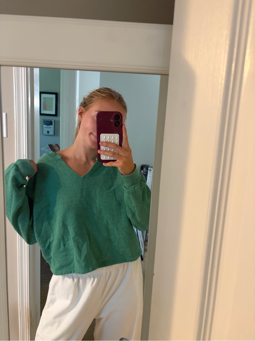 Target Green V-Neck Long Sleeve Top
